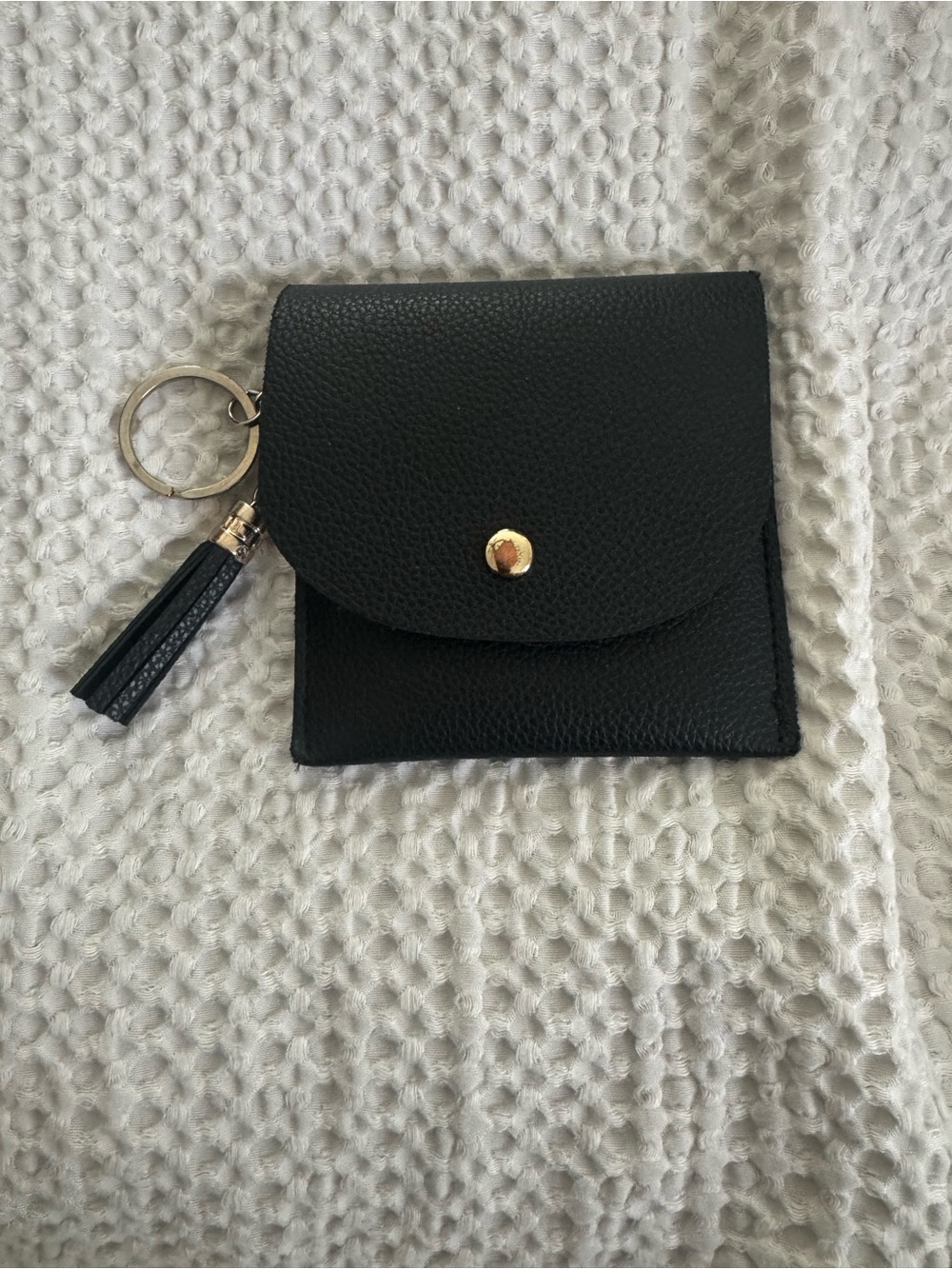 Lark & Ives | Black Leather Snap-Closure Small Card Wallet